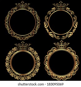 set of golden frames with crown