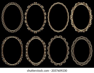 set of golden frames with decorative borders