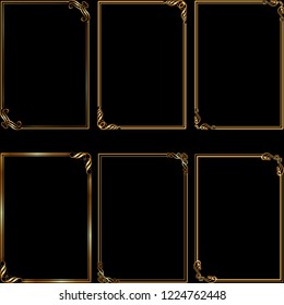 set of golden frames with decorative corners