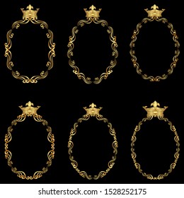 set of golden frames with royal crown