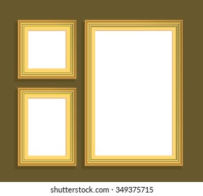 set of golden frames. vector illustration