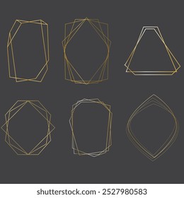 Conjunto de modelo de vetor de padrão de quadro geométrico dourado