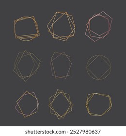 Conjunto de Plantilla de Vector de patrón de marco geométrico dorado