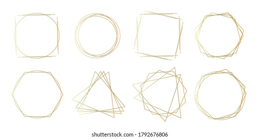 Juego de marcos geométricos dorados - Imágenes prediseñadas de estilo Art Deco geométrico para tarjetas de invitación, volantes - Colección de líneas delgadas para la decoración