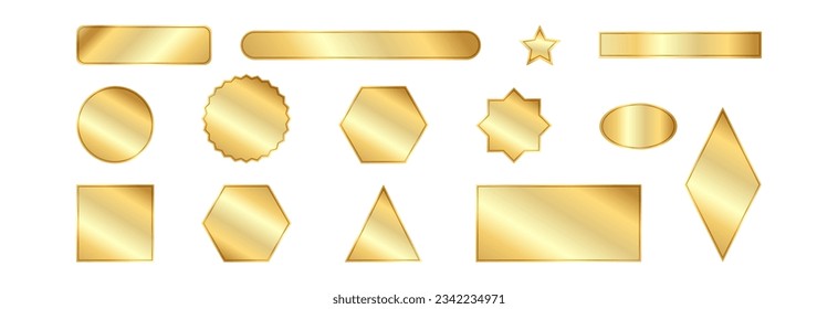 Set of golden geometric shapes. Set of different icons.