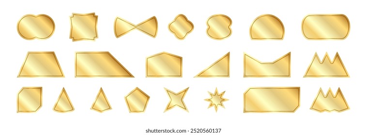 Set of golden geometric shapes. Set of different icons.