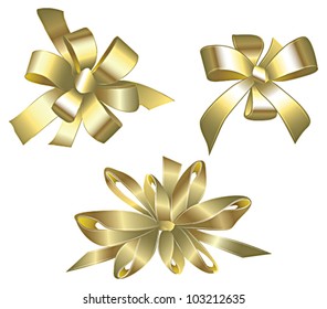 Set of golden gift bow