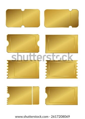 A set of golden gift coupons.  Templates and discount banners. A label for discounts in the store, online promotions. Invitation to a party, cinema, concert, event, festival