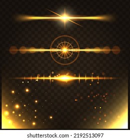 set of golden glitters lights and sparkles 