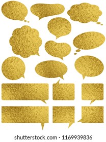Set of golden glossy bubbles isolated on white background, vector