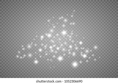 Set of golden glowing lights effects isolated on transparent background. Sun flash with rays and spotlight. Glow light effect.