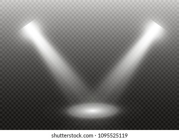 Set of golden glowing lights effects isolated on transparent background. Sun flash with rays and spotlight. Glow light effect. Star burst with sparkles