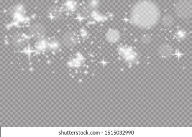 Set of golden glowing lights effects isolated on transparent background. Sun flash with rays and spotlight. Glow light effect. Star burst with sparkles.