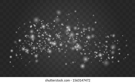 Set of golden glowing lights effects isolated on transparent background. White sparks and golden stars glitter special light effect. Sparkling magic dust particles