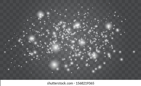 Set of golden glowing lights effects isolated on transparent background. Glow light effect. Vector illustration.  special light effect. Sparkling magic dust particles