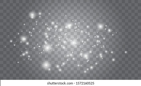 Conjunto de efectos luminosos dorados aislados sobre fondo transparente.Efecto luminoso. Ilustración vectorial. Nochebuena. polvo. 