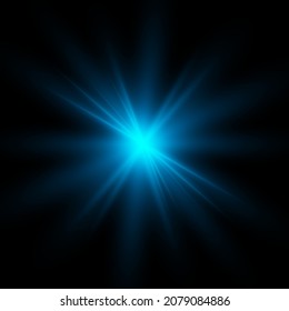 Set of golden glowing lights effects isolated on transparent background. Sun flash with rays and spotlight. Glow light effect. Star burst with sparkles. 