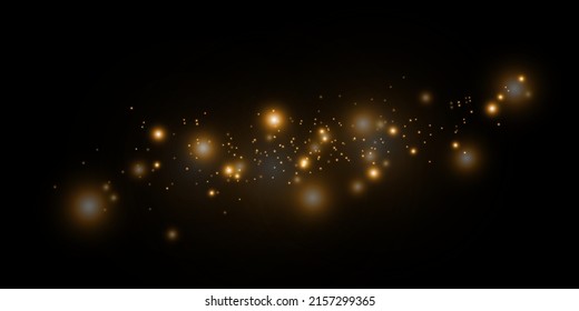 Set of golden glowing lights effects isolated on transparent background. Sun flare with rays and spotlight. Glow effect. The star burst with brilliance.
