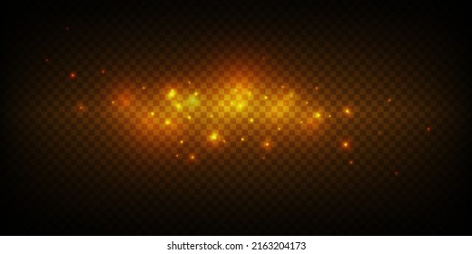 Set of golden glowing lights effects isolated on transparent background. Sun flare with rays and spotlight. Glow effect. The star burst with brilliance.
