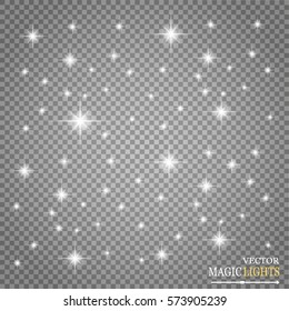 Reihe von goldenen Lichteffekten einzeln auf transparentem Hintergrund. Sonne blinkt mit Strahlen und Scheinwerfer.Lichteffekt. Stern brach mit Funkeln aus.
