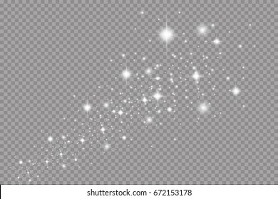 Set of golden glowing lights effects isolated on transparent background. Sun flash with rays and spotlight. Glow light effect. Star burst with sparkles.