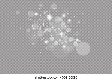 Set of golden glowing lights effects isolated on transparent background. Sun flash with rays and spotlight. Glow light effect. Star burst with sparkles.