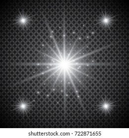 Set of golden glowing lights effects isolated on transparent background. Sun flash with rays and spotlight. Glow light effect. Star burst with sparkles.