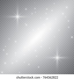 Set of golden glowing lights effects isolated on transparent background. Sun flash with rays and spotlight. Glow light effect. Star burst with sparkles.