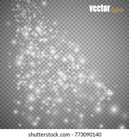 Set of golden glowing lights effects isolated on transparent background. Sun flash with rays and spotlight. Glow light effect. Star burst with sparkles.
