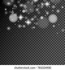 Set of golden glowing lights effects isolated on transparent background. Sun flash with rays and spotlight. Glow light effect. Star burst with sparkles.