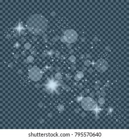 Set of golden glowing lights effects isolated on transparent background. Sun flash with rays and spotlight. Glow light effect. Star burst with sparkles.
