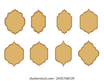 Set of golden gradient Arabic frame with copy space for greeting. Excellent for Islamic Ramadan Kareem, Eid Mubarak.