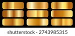 Set of golden gradient. Elegant golden bright gradient swatch collection