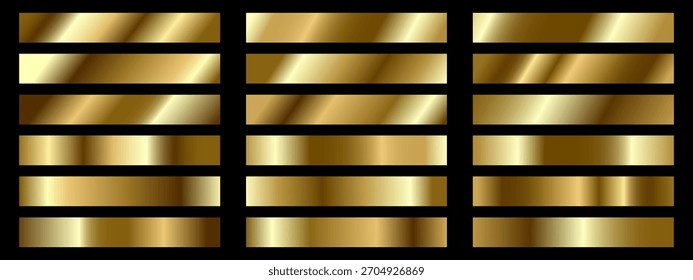 Conjunto de gradiente dorado. Elegante colección de reloj de gradiente brillante dorado