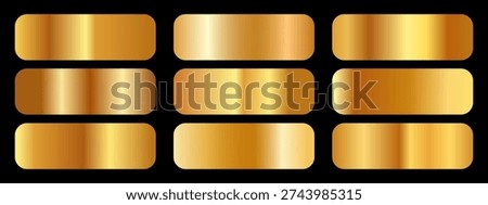 Set of golden gradient. Elegant golden bright gradient swatch collection