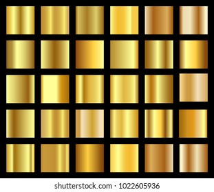 Set of golden gradient templates collection. Realistic shiny metall.Design for award, sale, background, web. Vector Illustration