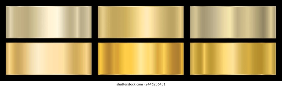 A set of golden gradients. Metallic gradient effects for the design of text and bulletin boards, infographics. Vector illustration.