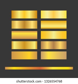 Set of golden gradients on a dark background.