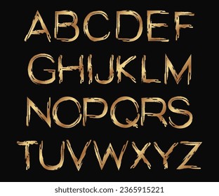 Set of golden grunge letters for birthday greeting card decoration or text designs.