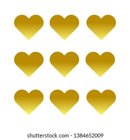 Set of Golden heart Celebration background, Flat Icon Vector