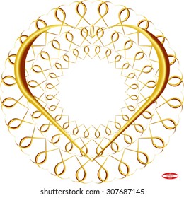 set of golden hearts isolated on white background. vector illustration