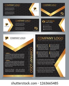 Set of Golden horizontal business banner 