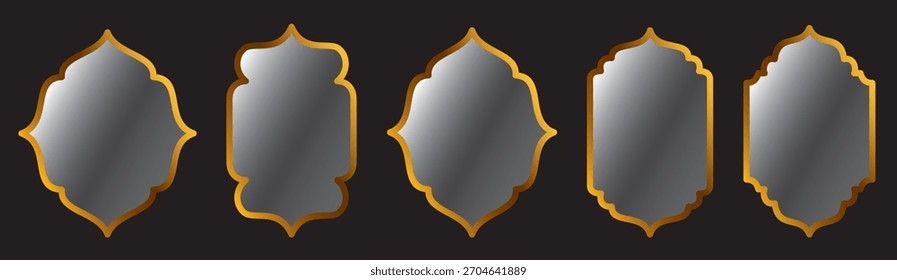 Set of golden islamic frame vector design