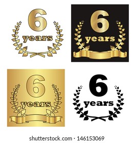 set of golden laurel wreath with digit of jubilee years and different background. eps10 vector illustration