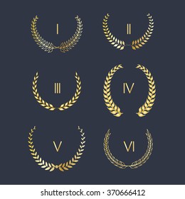 Set of golden laurel wreath vector 