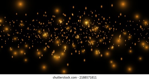 Set of golden light effects. Flashes and glares. Bright rays of light. Glowing lines. Vector illustration. Christmas flash. dust.