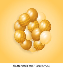 set of golden luxury bunch birthday decoration balloons design