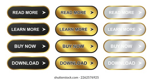 set golden luxury button website design gradient decorate program modern look template