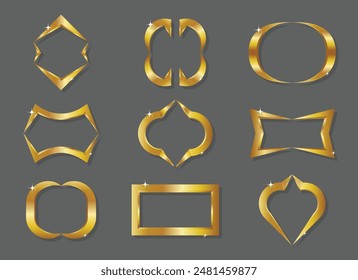 Set of golden luxury frame, empty gold borders template isolated vector illustration 