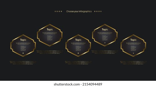 Set of Golden luxury infographics for steps buttons template, A group of golden elements used in business and finance element vector, illustration design